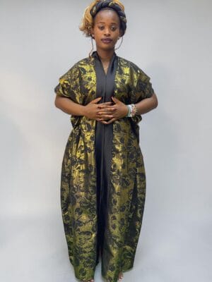 Onyx Gold Brocade Gown