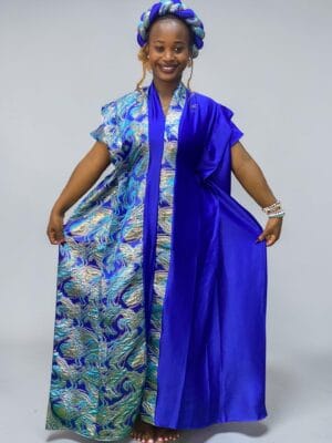 Royal Azure Brocade Gown