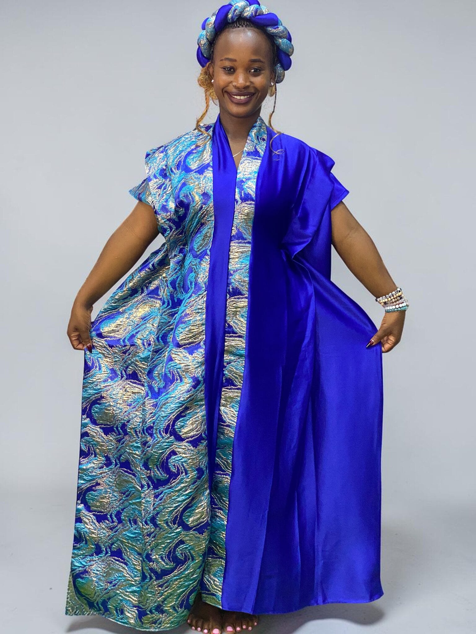Royal Azure Brocade Gown