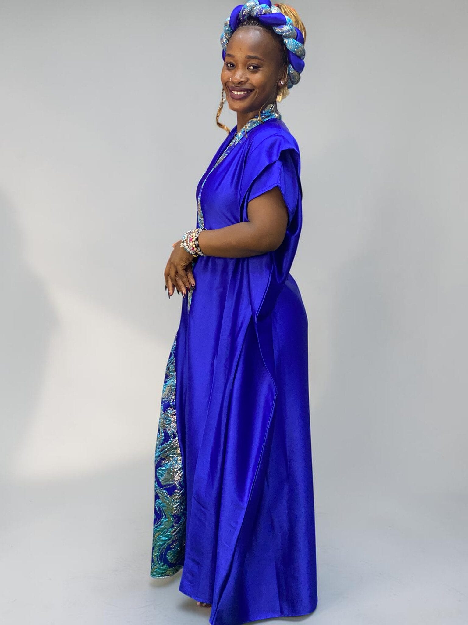 Royal Azure Brocade Gown - Image 2
